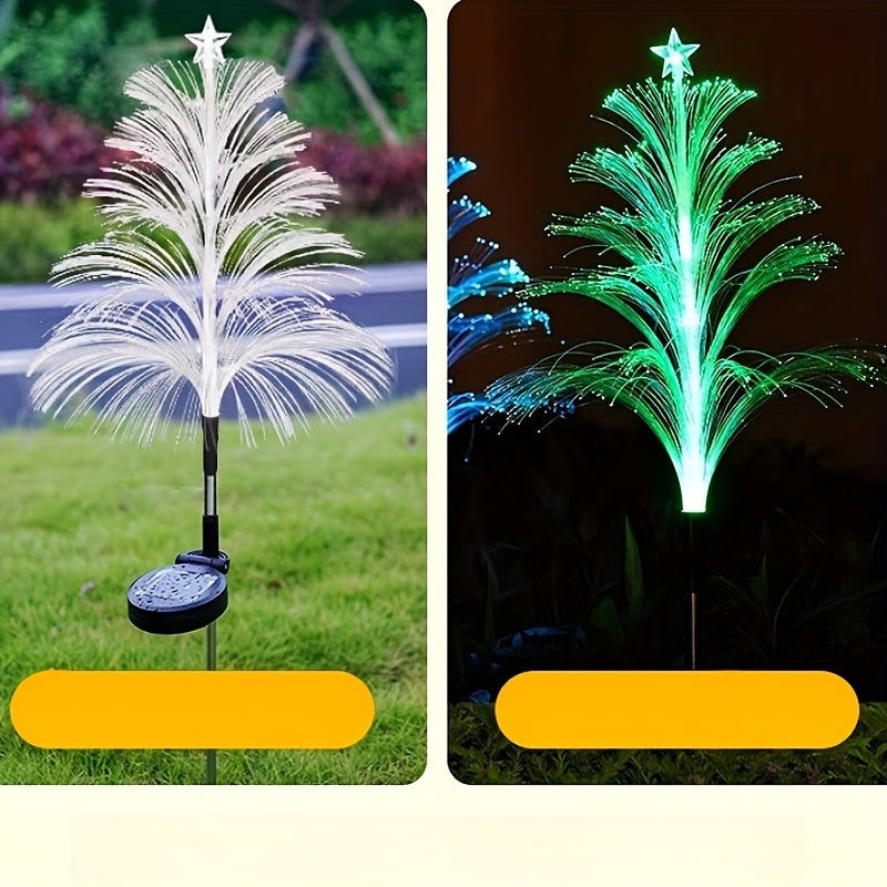 2 Stück Solar Fünf-Schichten Quallen Stern Lichter, Sieben-Farben Weihnachtsbaum Lichter, Wasserdichte Garten Rasen Boden Blumenarrangement Deko Lichter, Hof Fest Atmosphäre Party Deko Atmosphäre Lichter