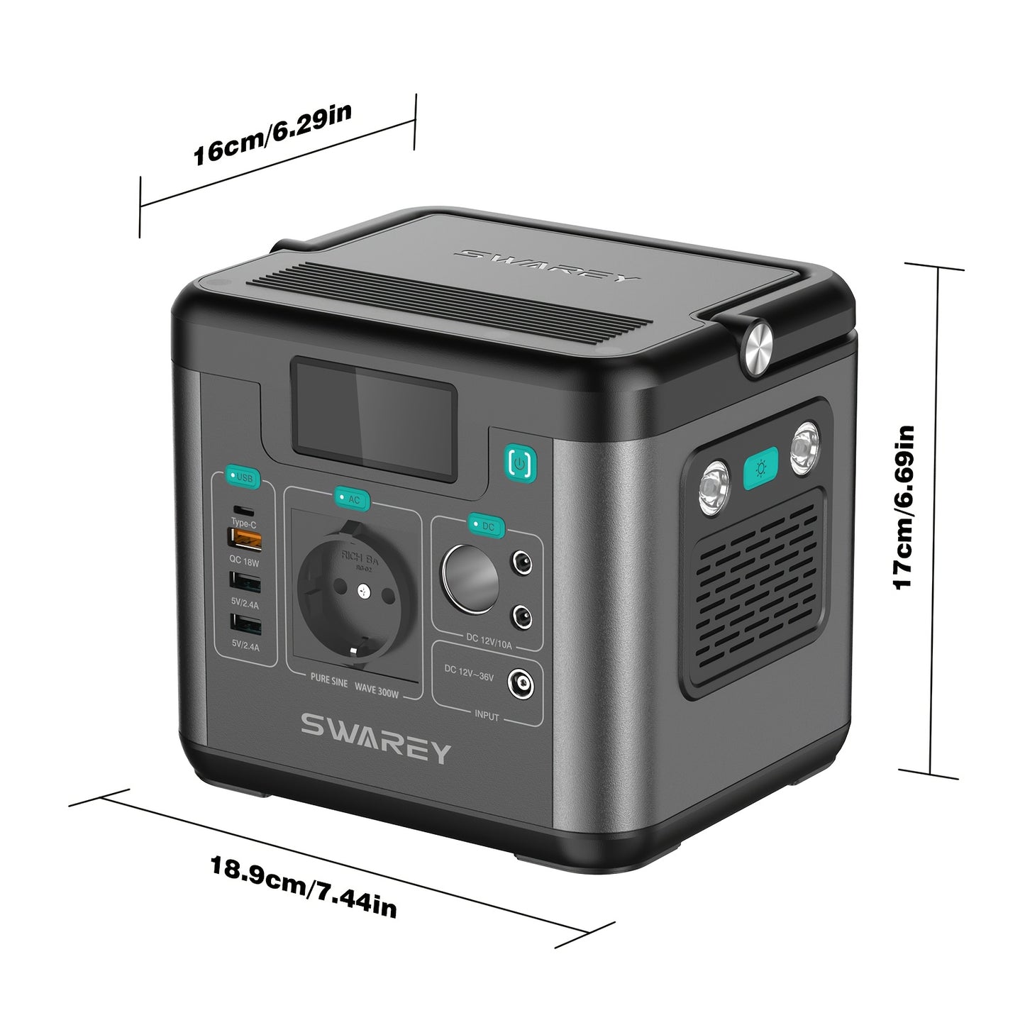 Swarey 300W Powerstation mit 100W Solarmodul, Powerbank mit AC-Steckdose, 222 Wh tragbare externe Batteriepackung, PD 65W Schnellladegerät für Laptops, Geschäftsreisen, Camping, Notfall bei Stromausfall, Laptop-Kamera