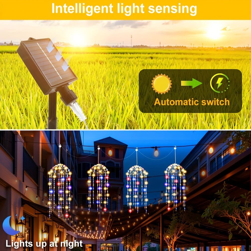 4 Stück schwebende Solar-Jellyfish-Lichter für draußen, Smart-Lichter,geeignet für Höfe, Schirme, Dachvorsprünge, Gärten, Bäume, Zelte, Weihnachtsdekorat