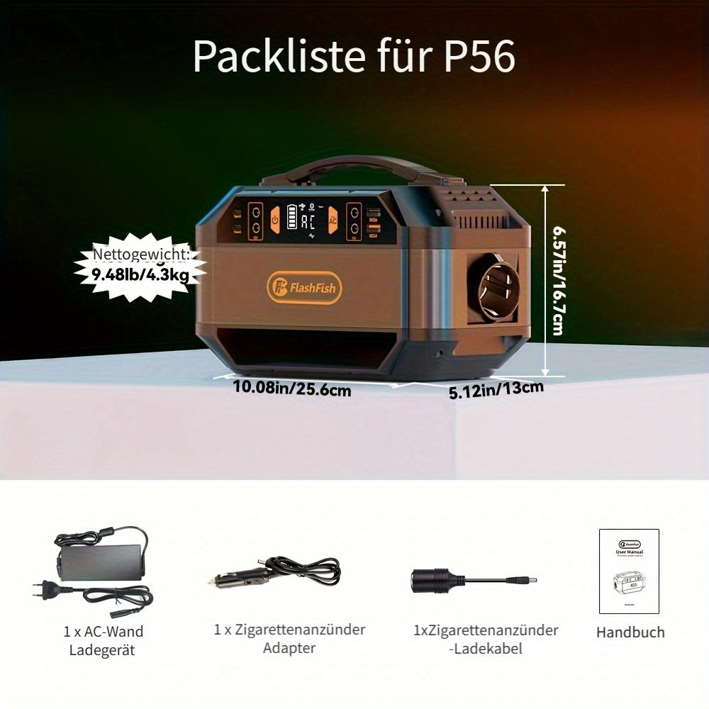 FlashFish Tragbare Power Station 330 W (600 W Spitze), Power Station 288.6 Wh/, 230V Reine Sinuswelle 9 Ausgänge Batterie Power Generator für Camping Wohnmobil und als Notfallgenerator, Camping Stromversorgung, Tragbare Elektrizität, Leichter Generator