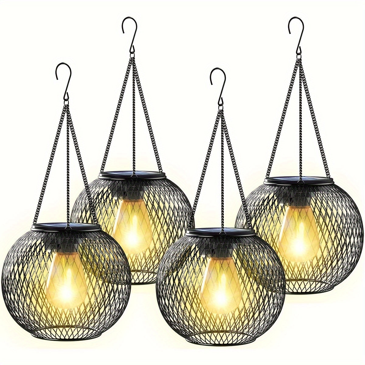 2 Stk./4 Stk. Neue Outdoor-Solarlaterne, Verbesserte Version Hängende Solarlampe für den Garten, Metallkronleuchter Dekorative Beleuchtung Solarbaumlicht Geeignet für Garten, Terrasse und Weg