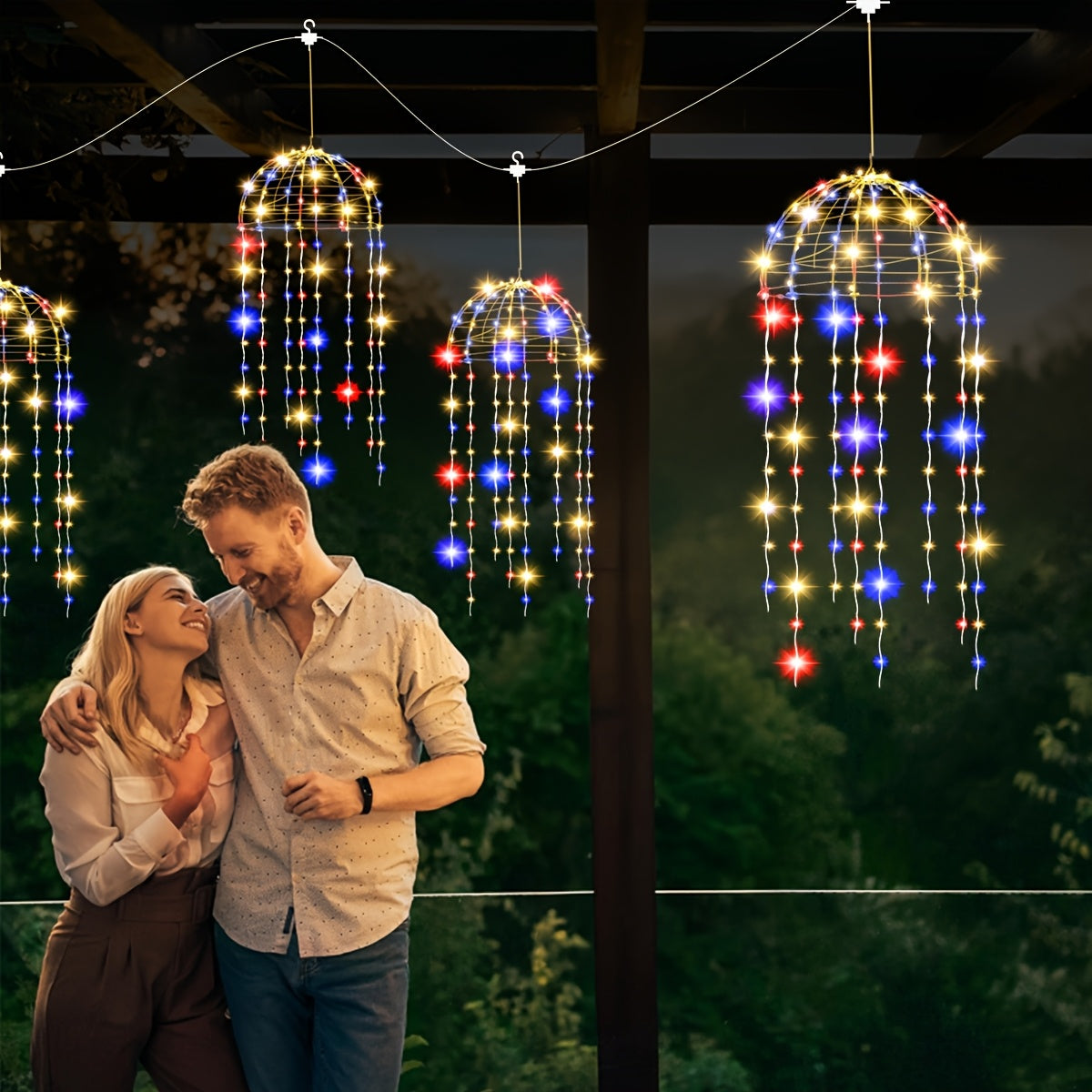 4 Stück schwebende Solar-Jellyfish-Lichter für draußen, Smart-Lichter,geeignet für Höfe, Schirme, Dachvorsprünge, Gärten, Bäume, Zelte, Weihnachtsdekorat