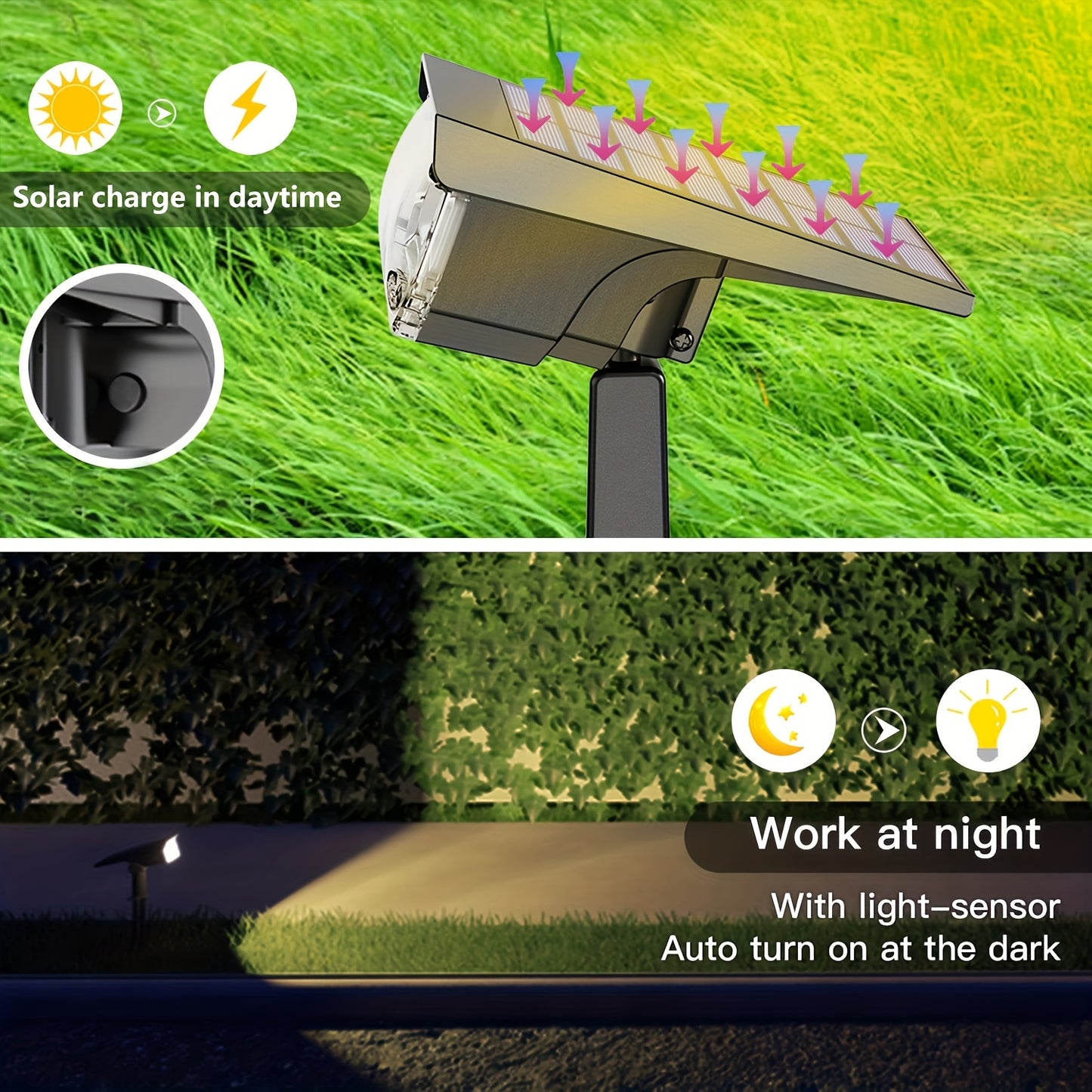 1/2/4/6 St  Solarbetriebene LED-Bodenlampen, 38 LED-Solargartenleuchten, Solar-Rasenleuchten, Solar-Spotlights, geeignet für Gärten, Höfe, Balkone, Rasenflächen, Wege, Villen, Partys, Spielplätze und Outdoor-Halloween-Dekorationen