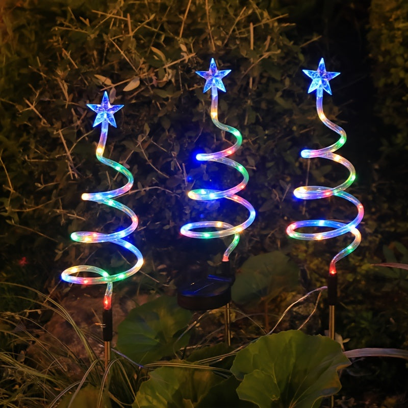 Solarbetriebene Stern- & Weihnachtsbaum-Rasenlichter - Dekorative Bodenlichter für den Außenbereich mit Mehreren Farboptionen, Perfekt für Gärten und Terrassen, Weihnachtsdekoration