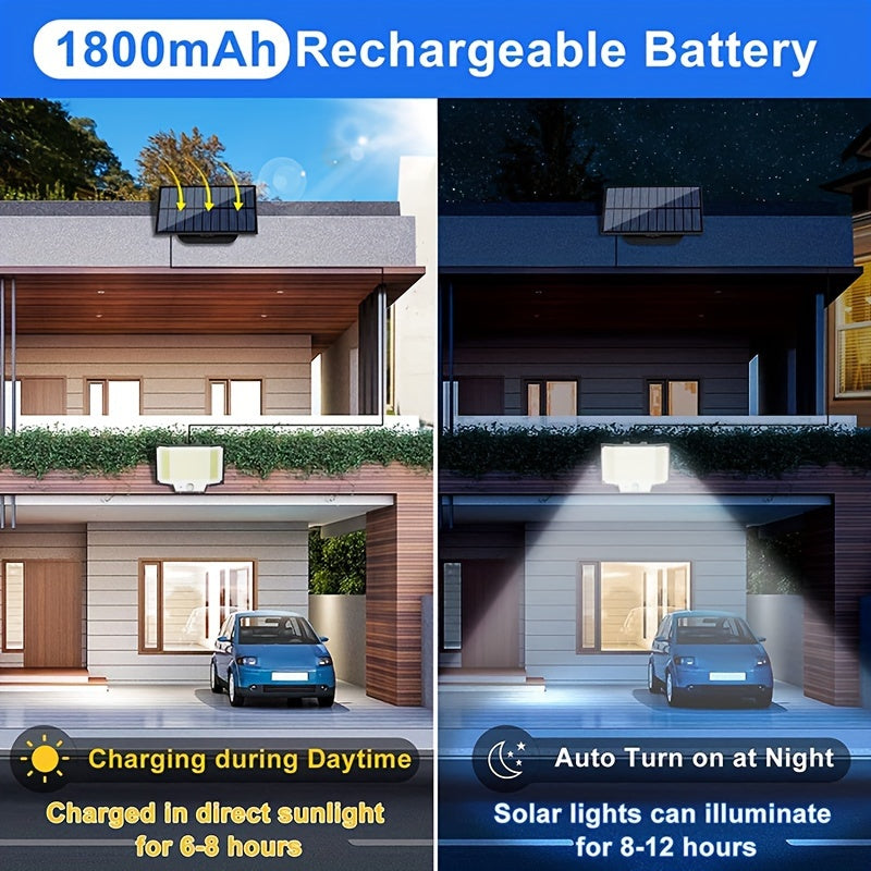 1 Stück/2 Stück Outdoor Solar-Separat-Panel Solar-Powered Spot-Licht 200 LED Super-Hellig Bewegungs-Sensor Solar-Power Garten-Wand-Licht 3 Arbeits-Modes Dusk-to-Dawn Beleuchtung für Garten, Patio, Backyard. Straßen-Licht, Wand-Lampe mit 5.03meter Kabel