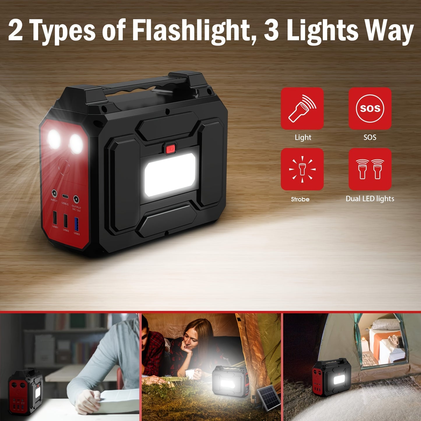 100W 99Wh Tragbare Power Station, mit AC 230V, USB C Ausgängen und LED-Taschenlampen, kleiner Solar-Generator, Telefon-Laptop-Akku-Ladegerät für Innen- und Außenbereich, Notfall-Backup (Solarpanel NICHT enthalten)