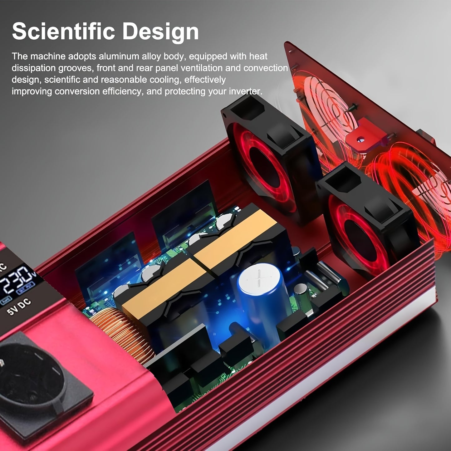 LVYUAN 12V 230V 3000W Spannungswandler Fernbedienung 4X USB und LCD 3 AC Steckdosen für Solarpanel Auto Camper/6000W, ohne Batterie
