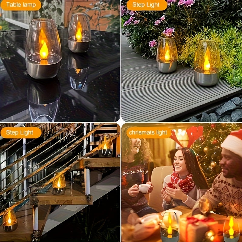 1 Stück Solarbetriebene Outdoor/Indoor Kerzenleuchte mit 600mAh Akku & Flamm-Effekt - flammenlose LED-Laterne, langlebiges Kunststoffgehäuse, einfache Bedienung per Knopfdruck für Garten, Treppen, Partys, Weihnachts- Halloween-Dekorationen