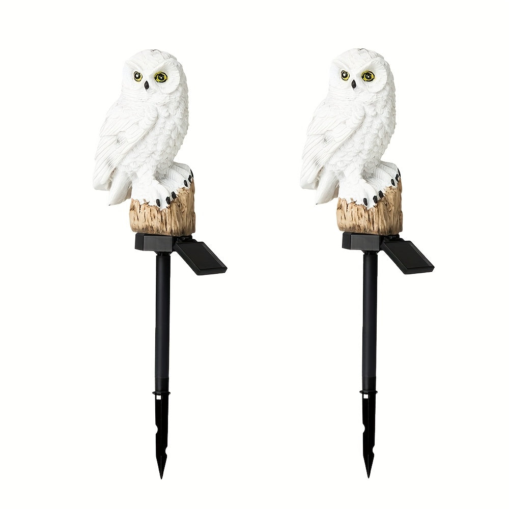 2er-Pack, Außen-Solar-Landschaftsskulpturlicht, Eulenharz-Bodensteckerleuchte, Tier-Elemente Garten-Dekor Ambiente Landschaftsflutlicht, Geeignet für Garten, Terrasse, Blumenbeet, Veranda Dekoration