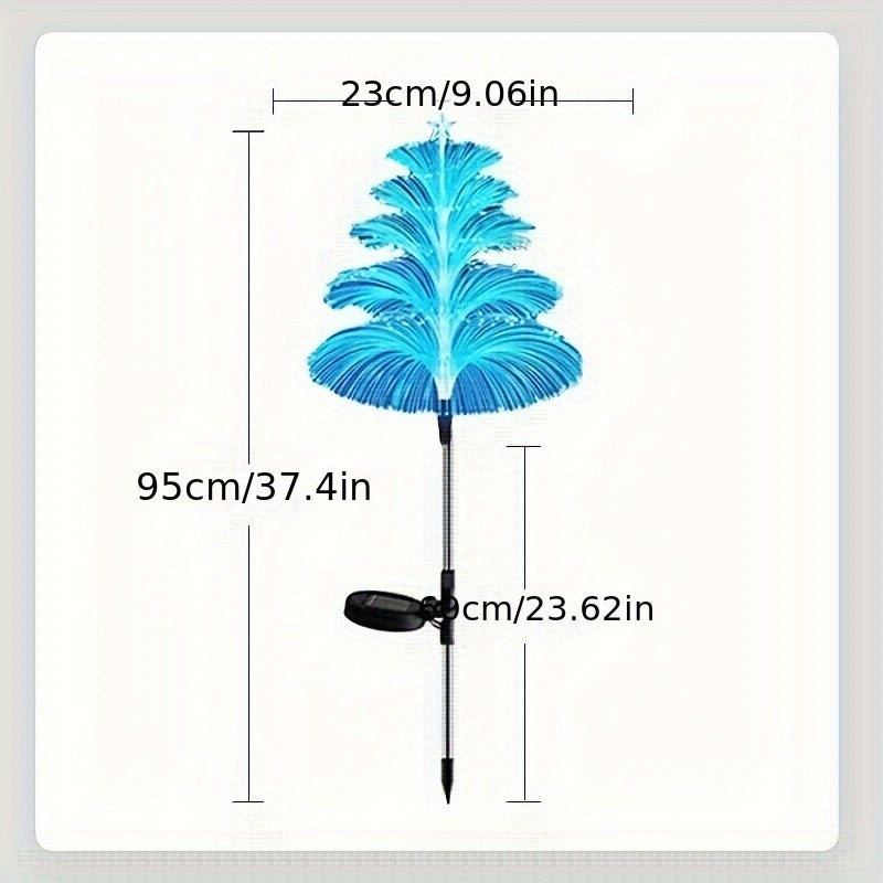 2 Stück Solar Fünf-Schichten Quallen Stern Lichter, Sieben-Farben Weihnachtsbaum Lichter, Wasserdichte Garten Rasen Boden Blumenarrangement Deko Lichter, Hof Fest Atmosphäre Party Deko Atmosphäre Lichter