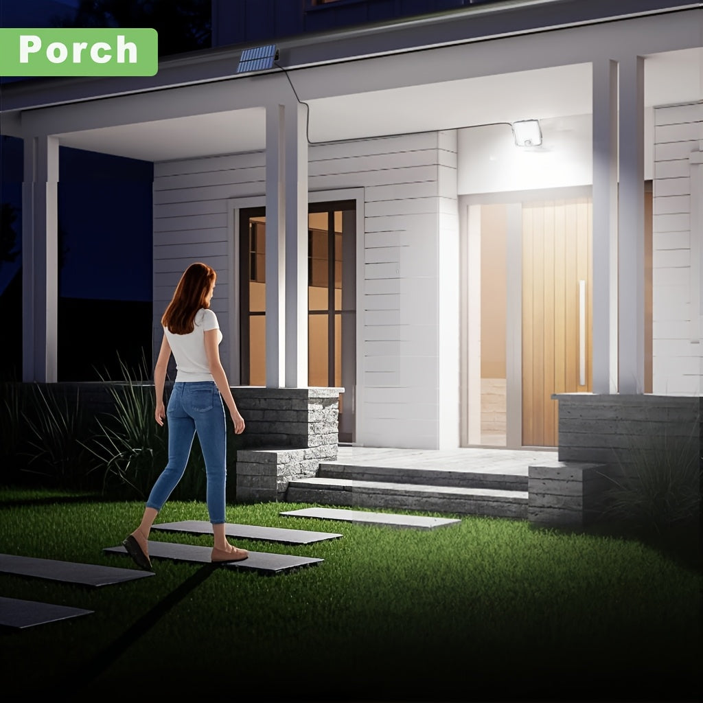 1/2/4 Stk. Solar-Bewegungssensor-Wandleuchten, 210 LED superhelle Solar-Gartenlampen mit Fernbedienung, geteiltes Solarpanel, für Innen- und Außenbereich geeignet, separate Panel-betriebene Scheinwerferleuchte