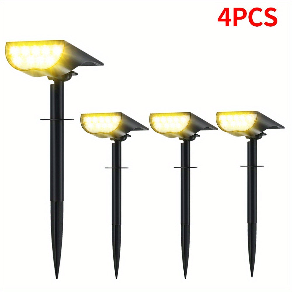 4 Stück Solar-Gartenleuchten mit 9 LEDs | 5 Beleuchtungsmodi | Solar-Baumlicht für Hof und Garten | Ohne Fernbedienung | Außenleuchte