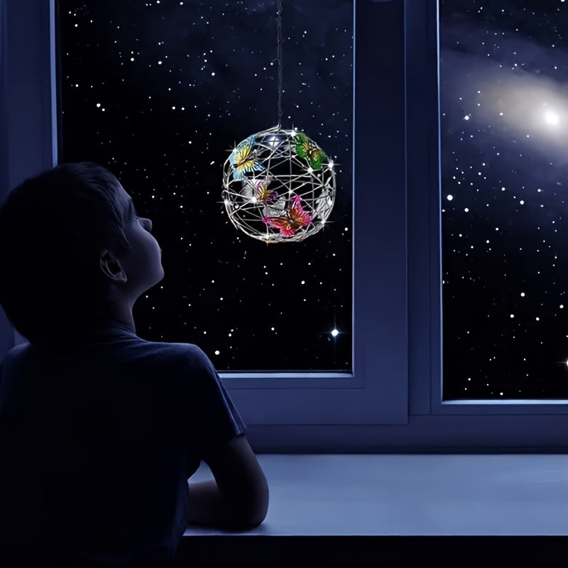 Solar-Powered Butterfly Ball Light - LED-Gartenlampe mit 600mAh Nickel-Batterie, farbenfroher Schmetterlings- und Blumen-Design, Solar-Ladun