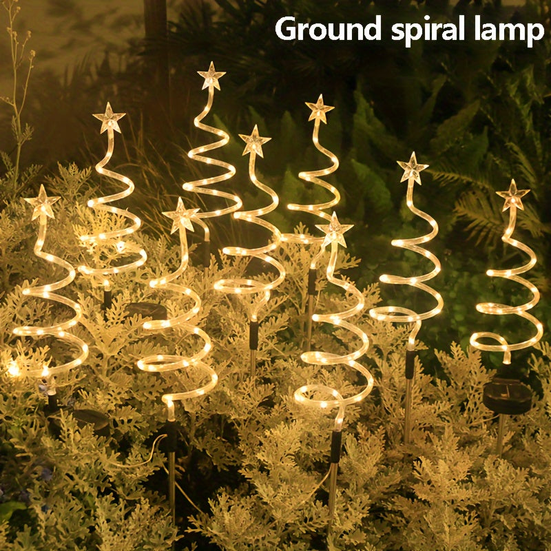 Solarbetriebene Stern- & Weihnachtsbaum-Rasenlichter - Dekorative Bodenlichter für den Außenbereich mit Mehreren Farboptionen, Perfekt für Gärten und Terrassen, Weihnachtsdekoration