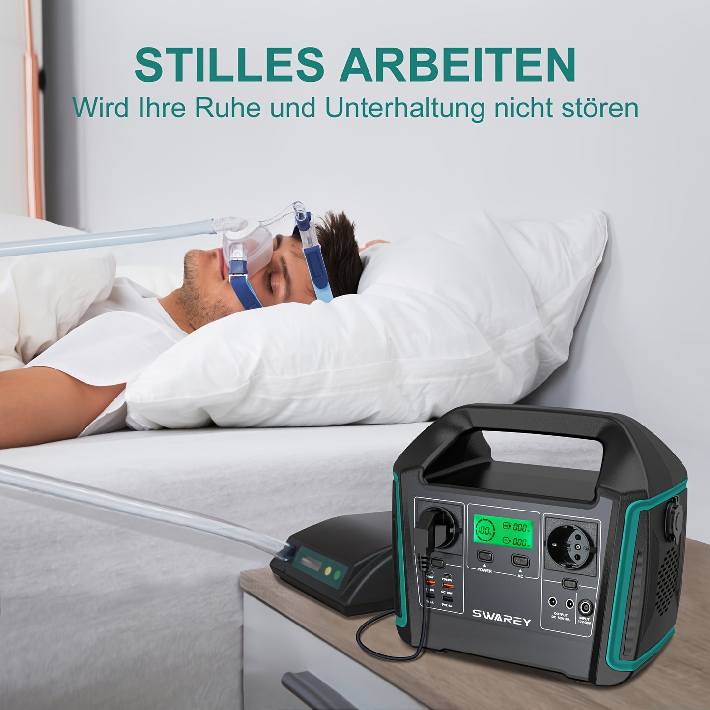 SWAREY Tragbare Powerstation 1000W mit 100W Solarpanel, 725.76Wh Solar-Generator Batterie-Backup 2 X 1000 W AC-Ausgang, 2 X 65 W USB-C-Anschluss, Power-Generator-Batterie für Camping, Reisen, Angeln, Wohnmobil und Smartphone-Tablet