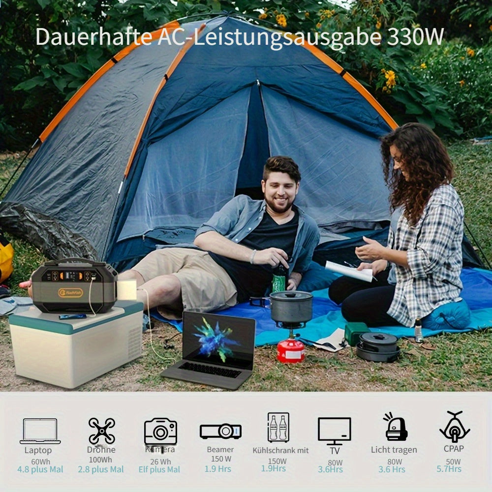 FlashFish Tragbare Power Station 330 W (600 W Spitze), Power Station 288.6 Wh/, 230V Reine Sinuswelle 9 Ausgänge Batterie Power Generator für Camping Wohnmobil und als Notfallgenerator, Camping Stromversorgung, Tragbare Elektrizität, Leichter Generator