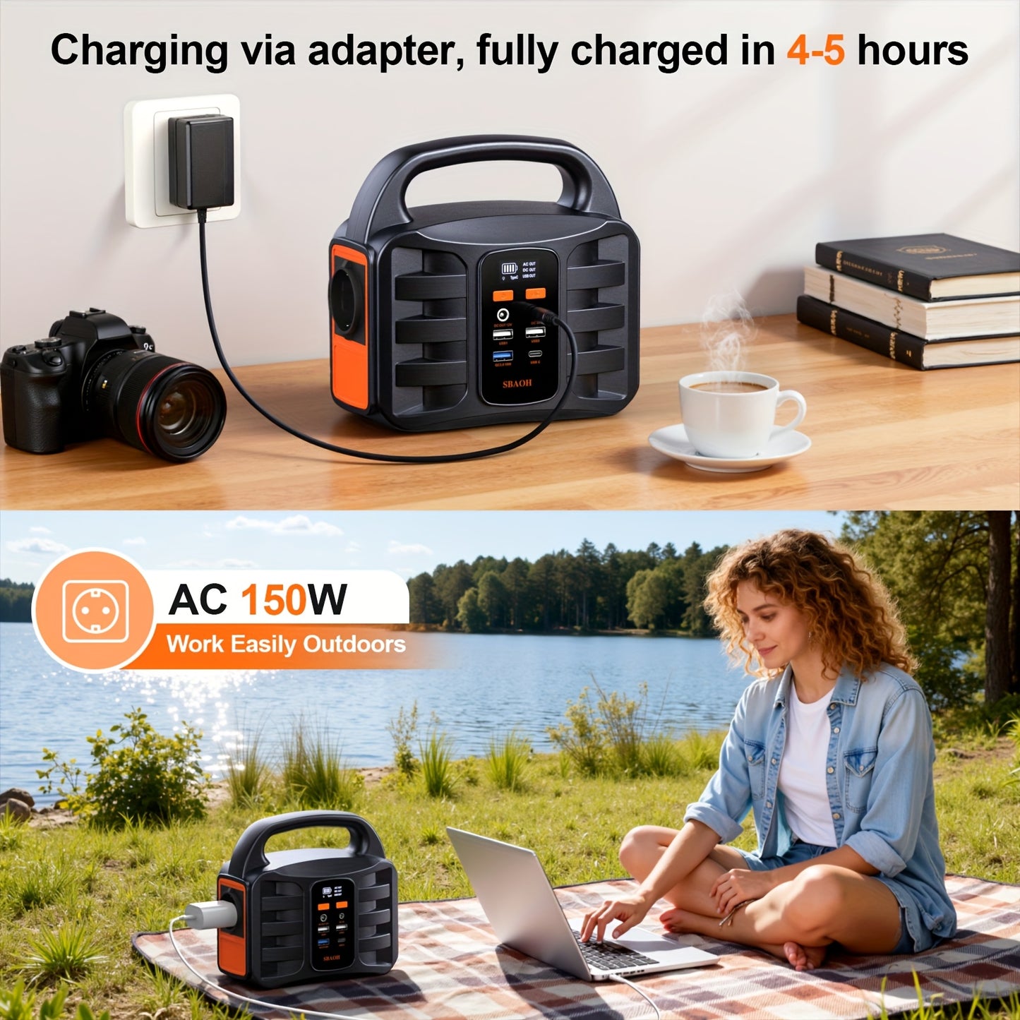 SBAOH Tragbare Powerstation T101-99Wh/194Wh | 150W/200W | Steckdose | Lithium-Akku mit AC/USB Ausgang | Solar-Kraftbank | Campingausrüstung | Ideal für Reisen, Camping Outdoor-Ausrüstung