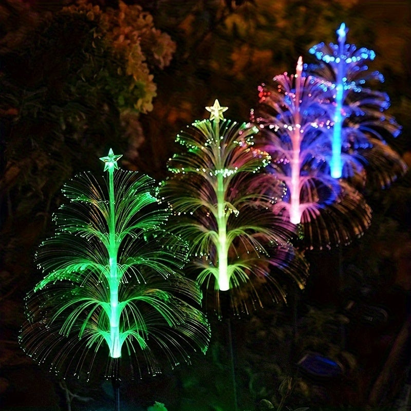 2 Stück Solar Fünf-Schichten Quallen Stern Lichter, Sieben-Farben Weihnachtsbaum Lichter, Wasserdichte Garten Rasen Boden Blumenarrangement Deko Lichter, Hof Fest Atmosphäre Party Deko Atmosphäre Lichter