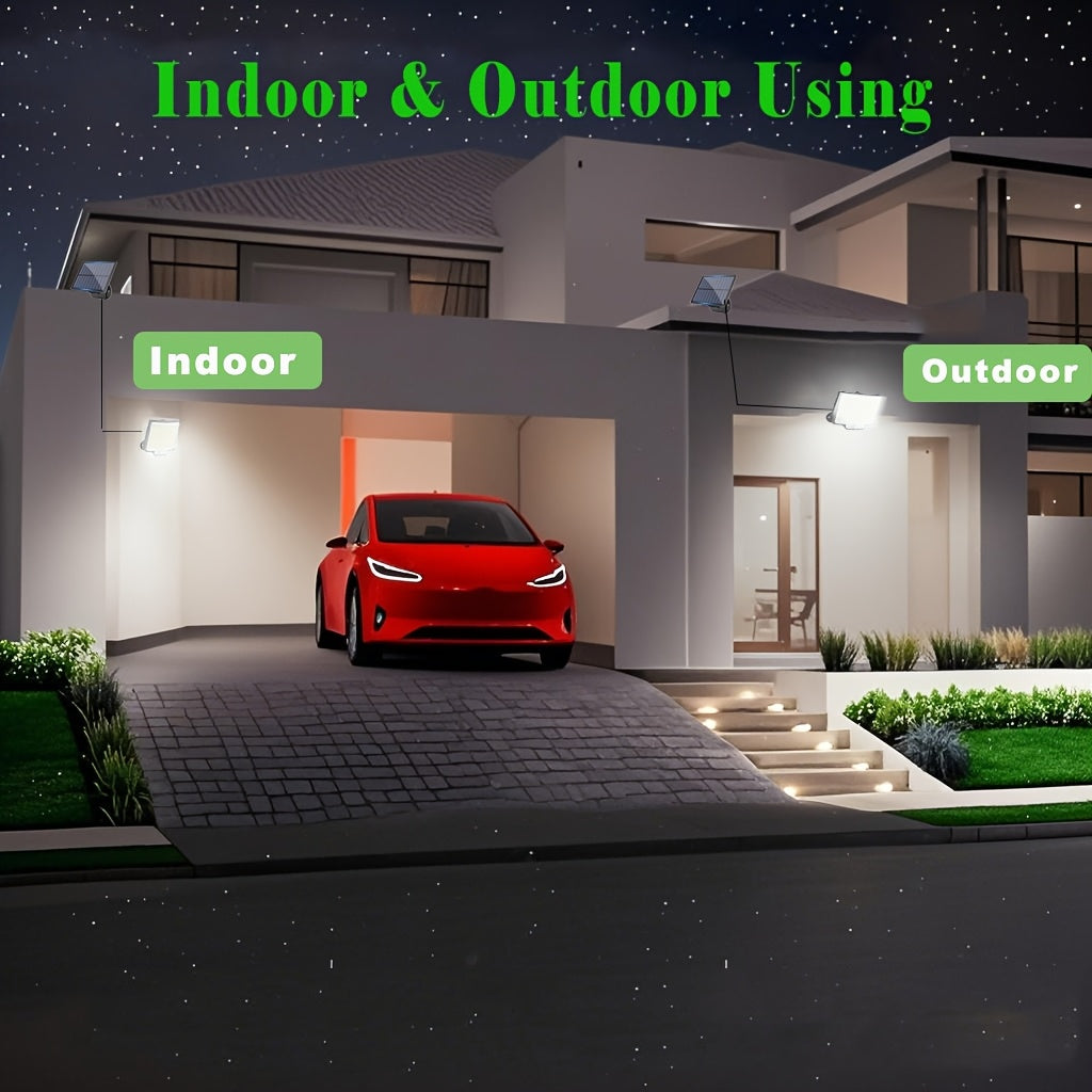 1/2/4 Stk. Solar-Bewegungssensor-Wandleuchten, 210 LED superhelle Solar-Gartenlampen mit Fernbedienung, geteiltes Solarpanel, für Innen- und Außenbereich geeignet, separate Panel-betriebene Scheinwerferleuchte