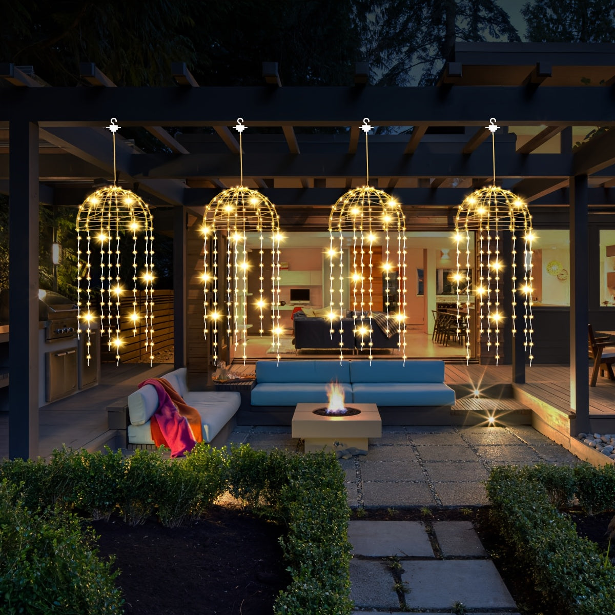 4 Stück schwebende Solar-Jellyfish-Lichter für draußen, Smart-Lichter,geeignet für Höfe, Schirme, Dachvorsprünge, Gärten, Bäume, Zelte, Weihnachtsdekorat