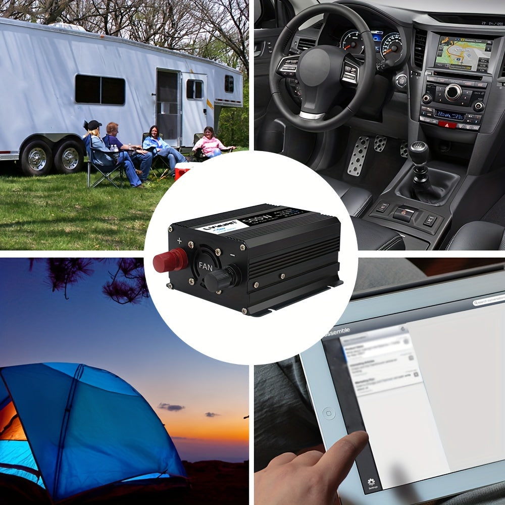 500W Auto Power Inverter DC 12V zu AC 230V AC Converter mit Euro AC Steckdose und Dual USB Auto Ladegerät für Auto Home Laptops, ohne Batterie