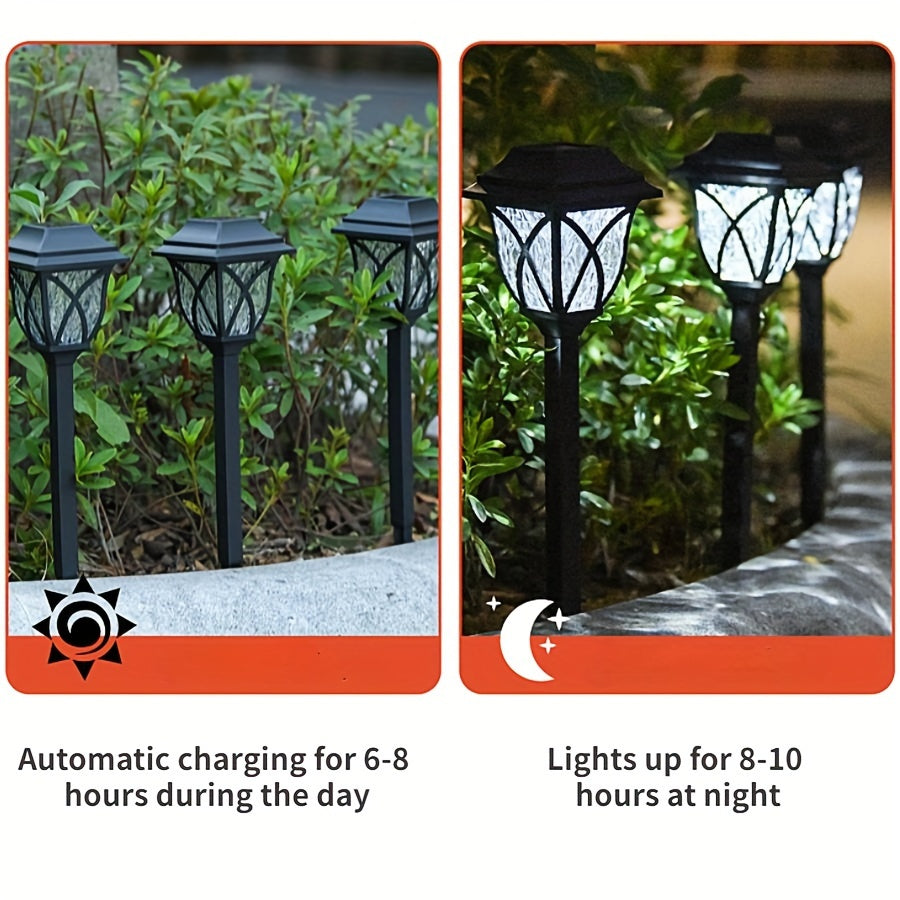 Solar-Gartenleuchten für den Außenbereich, 8er-Pack LED-Wegeleuchten, solarbetrieben, PP-Material, einfarbig, Solarbatterie, keine elektronischen Komponenten, ≤36V Betriebsspannung