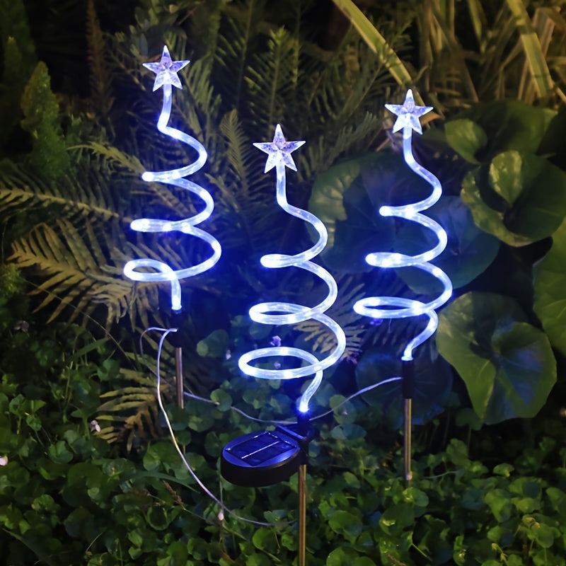 Solarbetriebene Stern- & Weihnachtsbaum-Rasenlichter - Dekorative Bodenlichter für den Außenbereich mit Mehreren Farboptionen, Perfekt für Gärten und Terrassen, Weihnachtsdekoration
