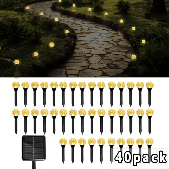 40/20/10 LED Solar Garten Kristalllichter, Solarpanel, Automatische Abschaltung Tag und Nacht Ein, 8 Beleuchtungsmodi | Geeignet für Sommer, Camping, Weihnachten, Hochzeiten, Partys, Geburtstags-Rasendekoration Wegbeleuchtung Weihnachtsdekoration