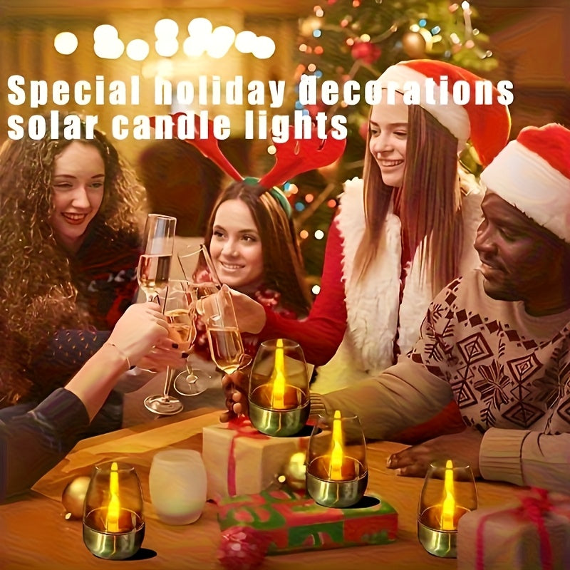 1 Stück Solarbetriebene Outdoor/Indoor Kerzenleuchte mit 600mAh Akku & Flamm-Effekt - flammenlose LED-Laterne, langlebiges Kunststoffgehäuse, einfache Bedienung per Knopfdruck für Garten, Treppen, Partys, Weihnachts- Halloween-Dekorationen