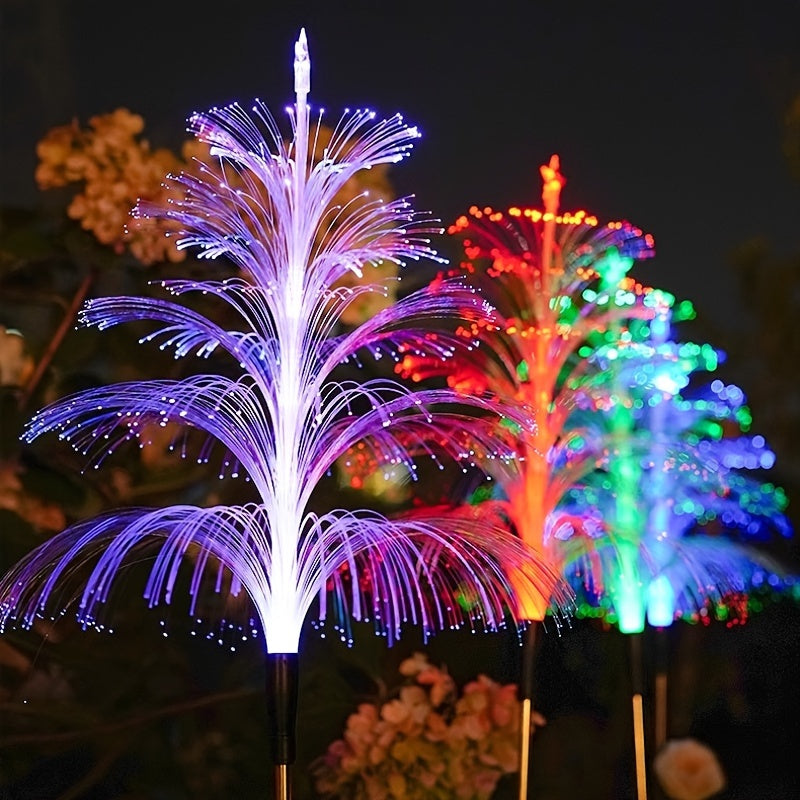 2 Stück Solar Fünf-Schichten Quallen Stern Lichter, Sieben-Farben Weihnachtsbaum Lichter, Wasserdichte Garten Rasen Boden Blumenarrangement Deko Lichter, Hof Fest Atmosphäre Party Deko Atmosphäre Lichter