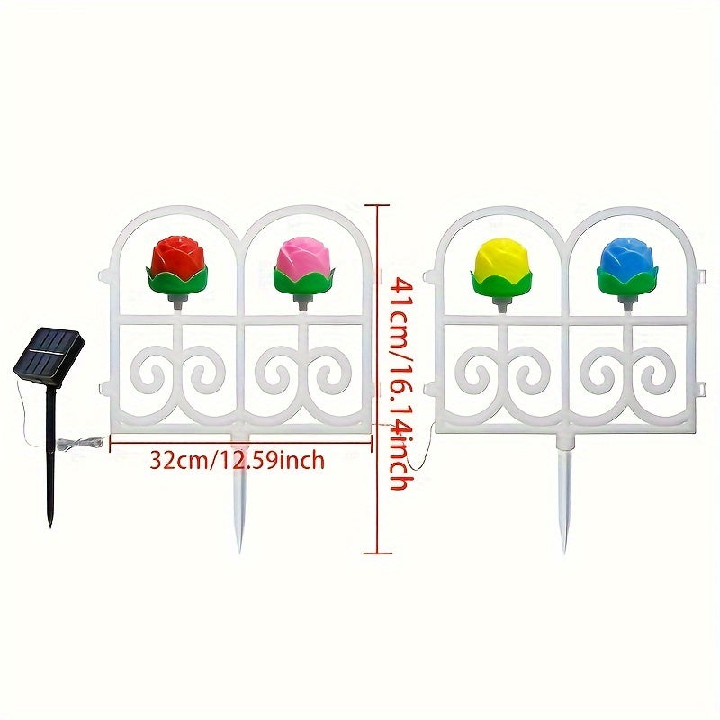 Solar-LED-Zäunleuchten, 4 Beleuchtungsmodi, Outdoor-Dekorationsgartenweg-Zäun, Dekorativer Outdoor-Zäun, Hof, Garten, Rasen, Gehweg, Urlaub, Halloween, Weihnachts-Zäun-Landschaftsleuchten