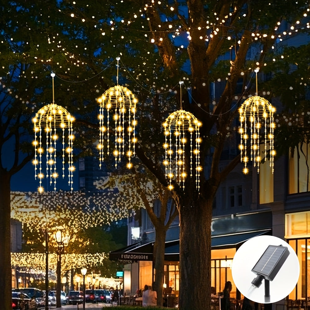 4 Stück schwebende Solar-Jellyfish-Lichter für draußen, Smart-Lichter,geeignet für Höfe, Schirme, Dachvorsprünge, Gärten, Bäume, Zelte, Weihnachtsdekorat
