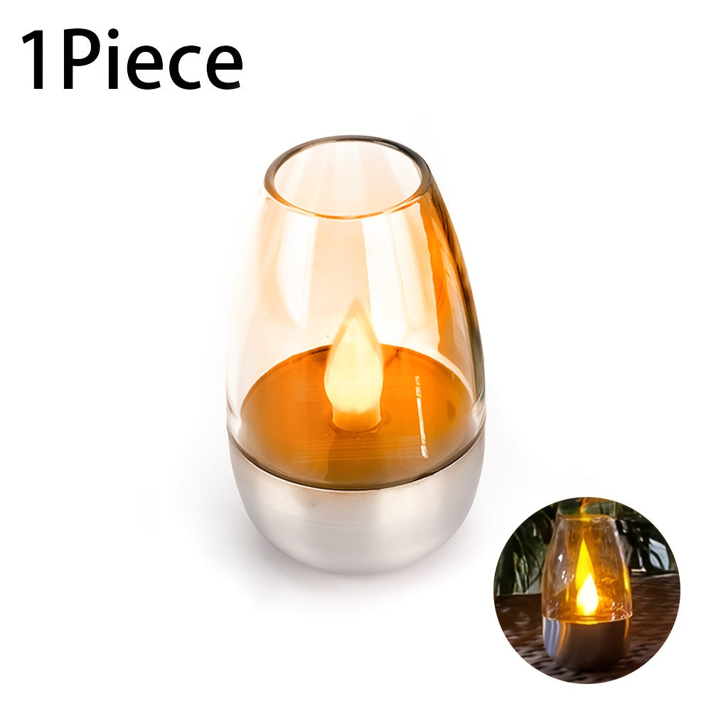 1 Stück Solarbetriebene Outdoor/Indoor Kerzenleuchte mit 600mAh Akku & Flamm-Effekt - flammenlose LED-Laterne, langlebiges Kunststoffgehäuse, einfache Bedienung per Knopfdruck für Garten, Treppen, Partys, Weihnachts- Halloween-Dekorationen