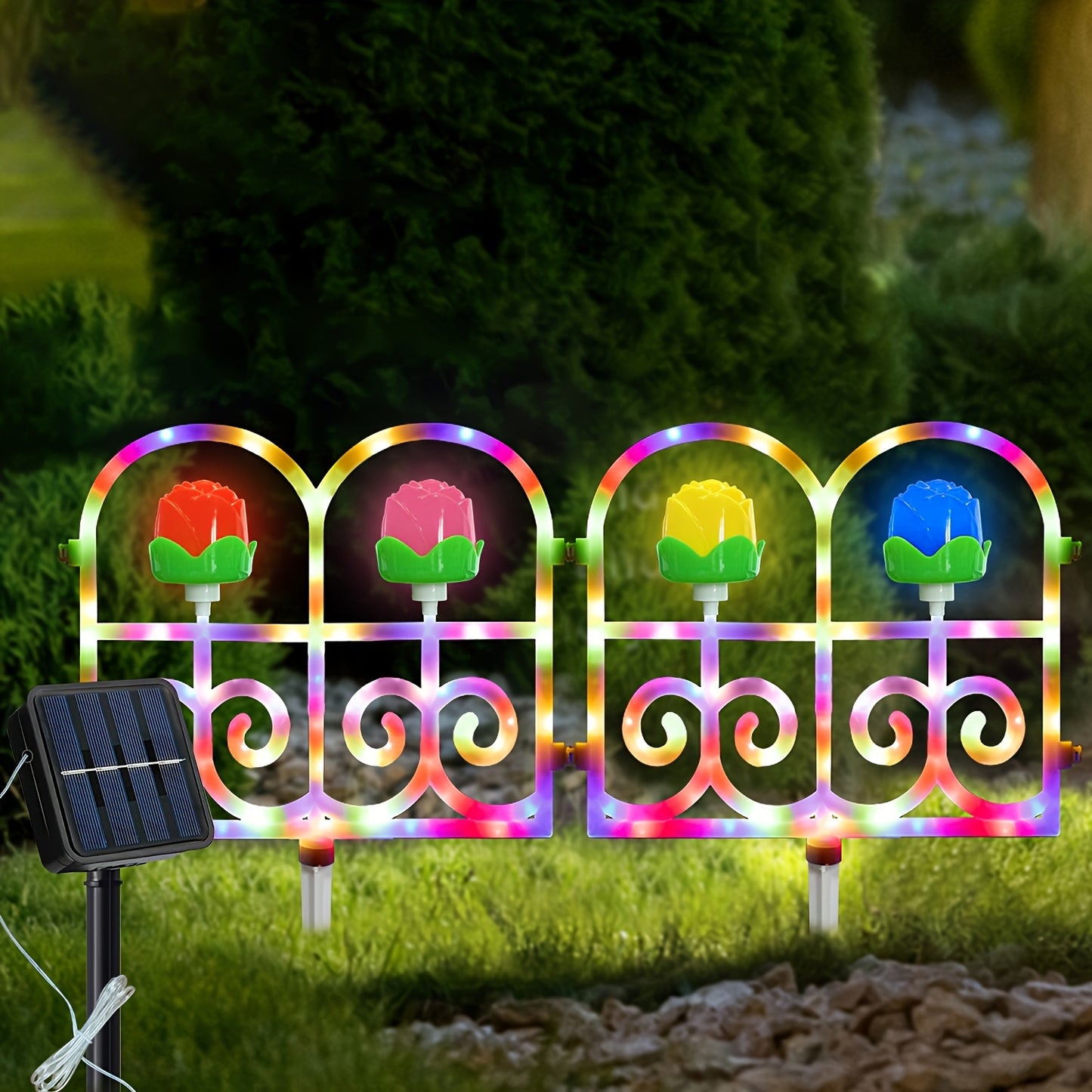 Solar-LED-Zäunleuchten, 4 Beleuchtungsmodi, Outdoor-Dekorationsgartenweg-Zäun, Dekorativer Outdoor-Zäun, Hof, Garten, Rasen, Gehweg, Urlaub, Halloween, Weihnachts-Zäun-Landschaftsleuchten