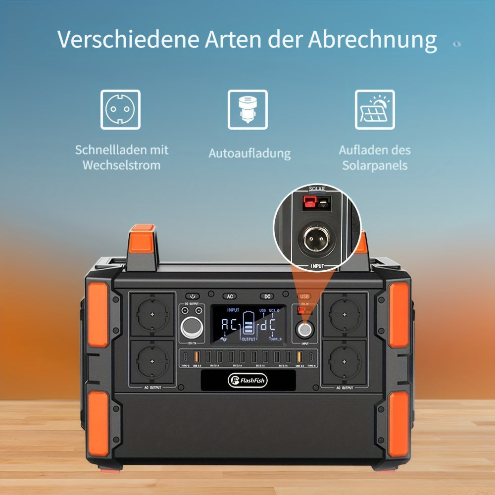 1000W Lifepo4 Batterie-Solarstromgenerator 1041.6Wh 230V (2000W Überspannung) Notfall-LFP-Batteriestromgenerator mit 4*AC-Solarstromstation, 19 Ausgangssteckdosen