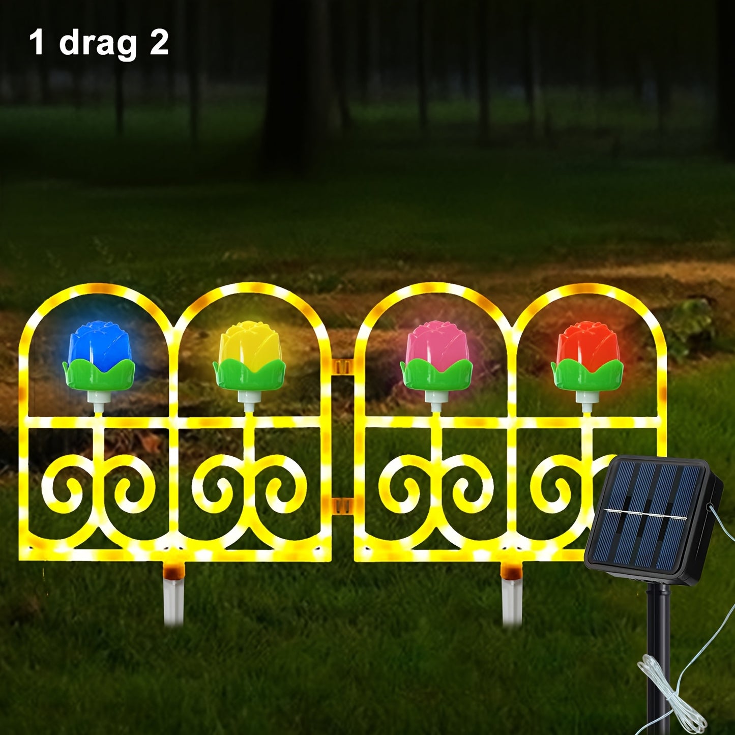 Solar-LED-Zäunleuchten, 4 Beleuchtungsmodi, Outdoor-Dekorationsgartenweg-Zäun, Dekorativer Outdoor-Zäun, Hof, Garten, Rasen, Gehweg, Urlaub, Halloween, Weihnachts-Zäun-Landschaftsleuchten