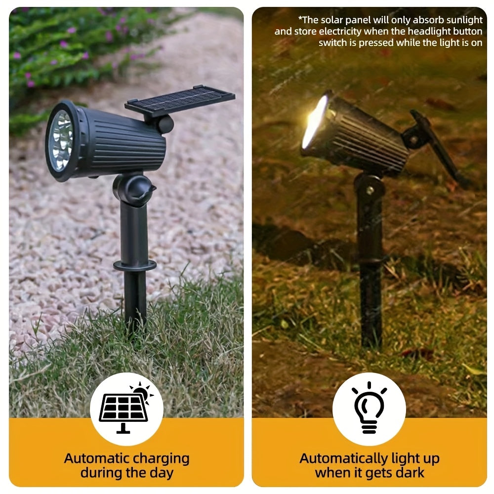 4er-Pack 9 LED Solar-Außenstrahler mit Bewegungsmelder & IP65 Wasserdicht, Einstellbare Helligkeit Farbwechsel  Landschaftsbeleuchtung inkl. Steuerungsfunktion