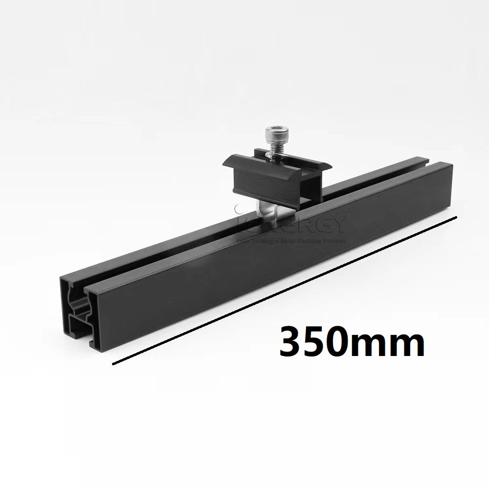 Schwarz Solar Halterung Ziegeldach Set für1/2/3/4 Module, Upgrade 350MM Aluprofil und Photovoltaik Dachhaken, Solarmodul Halterung Ziegeldach Einstellbare Klemmen für Modul Dicke 30mm-45mm MZD10