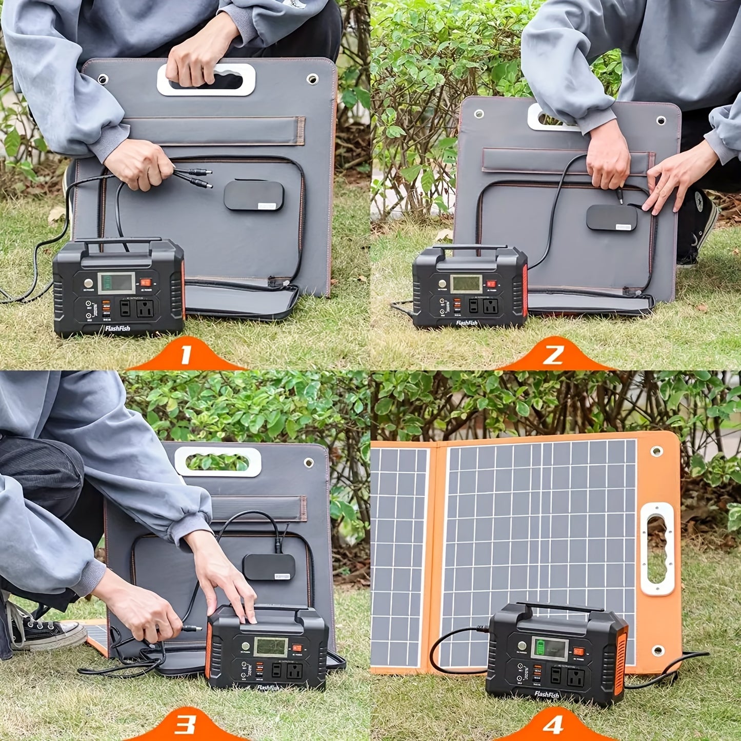 Flashfish Tragbare Powerstation mit Solarpanel, 200W Solarenergie-Powerbank-Set, 40800mAh tragbare Powerstation mit 60W Solarladegerät, Notstrombatterie mit AC-Anschlüssen, USB/DC-Anschlüssen und LCD-Display