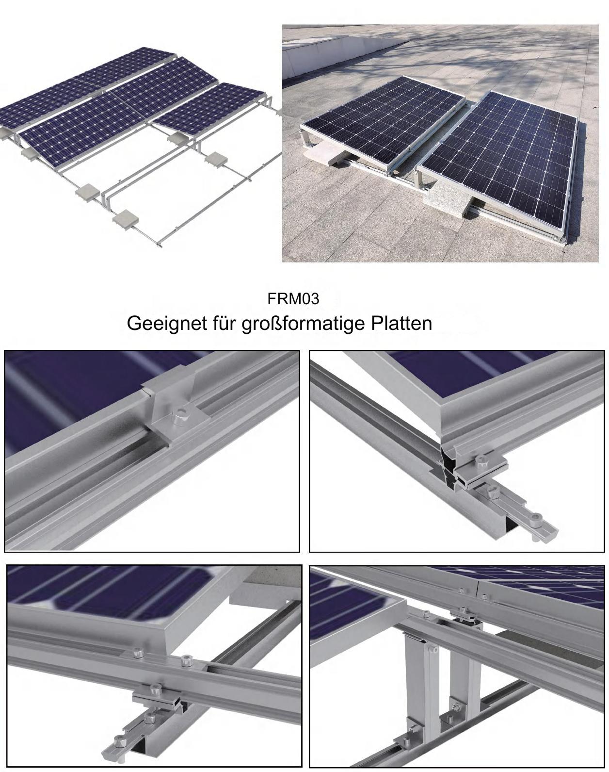 Flachdach-Solarmodul-Montagesystem  Ballast System FRM01 FRM02 FRM03 Preis je 100 Watt