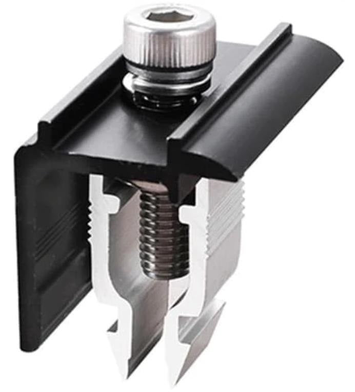 Schwarz Solar Halterung Ziegeldach Set für1/2/3/4 Module, Upgrade 350MM Aluprofil und Photovoltaik Dachhaken, Solarmodul Halterung Ziegeldach Einstellbare Klemmen für Modul Dicke 30mm-45mm MZD10