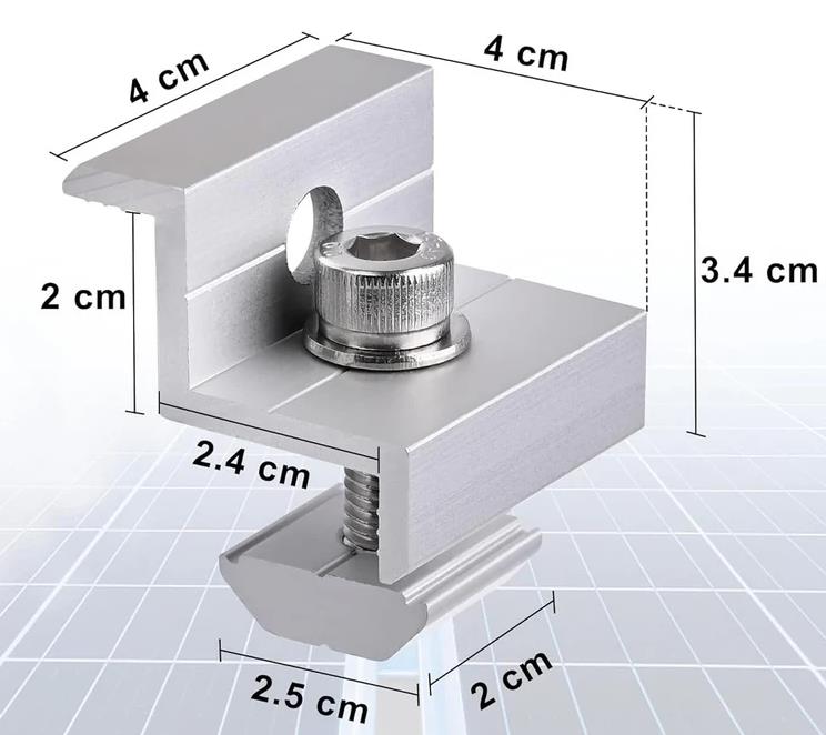 Solarmodul Halterung  Trapezdach, Alu Photovoltaik Set für 2/3/4/5/6/7/8/10/12 Module Montageschiene 12CM, Verstellbare Klemme für 30-35MM Dicke Module, Solarpanel Halterung Montageset 2 Module Geeignet für Flachdach