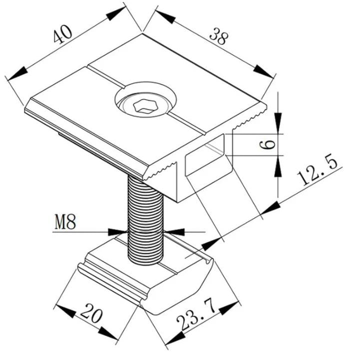 Solarmodul Halterung  Trapezdach, Alu Photovoltaik Set für 2/3/4/5/6/7/8/10/12 Module Montageschiene 12CM, Verstellbare Klemme für 30-35MM Dicke Module, Solarpanel Halterung Montageset 2 Module Geeignet für Flachdach
