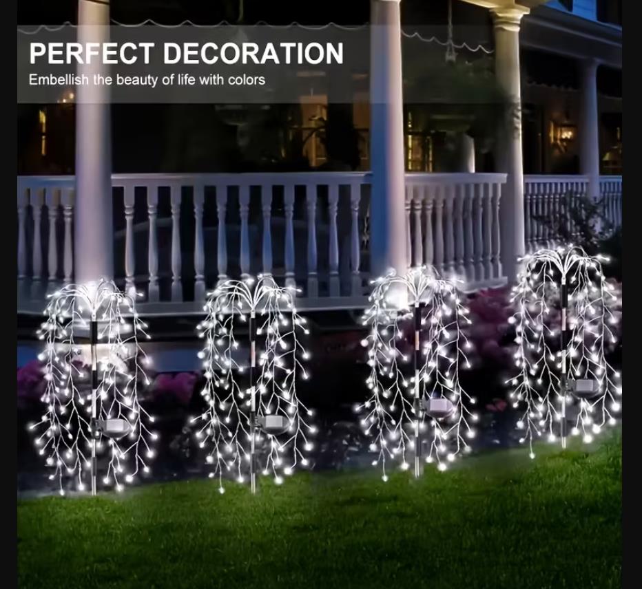 1 Stk. Solarleuchten Außen-Garten mit Automatischem Ein-/Ausschalten, Hochwertige 120/200 LED Solar-Feuerwerk-Lichterkette mit 8 Beleuchtungsmodi (Blinkend/Stabil/Flammeneffekt), Solar-Außenlicht für Garten, Weihnachtslicht, Solar-Außenbeleuchtung