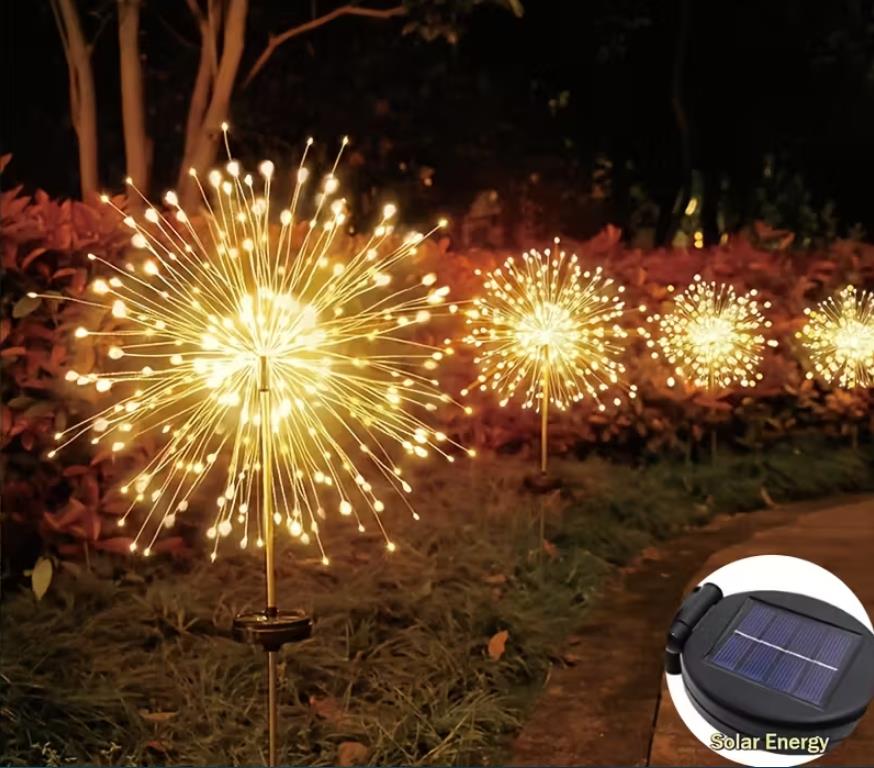 200 LED Outdoor Solar Gartenstecker Lichter 2/4/6 PCs, Solare Feuerwerk Lampe, IP65 Wasserdicht, 8 Modi Dekorative Funkenlandschaftsbeleuchtung für Wege Rasengrundstücke Straßen Gewerbeflächen Park