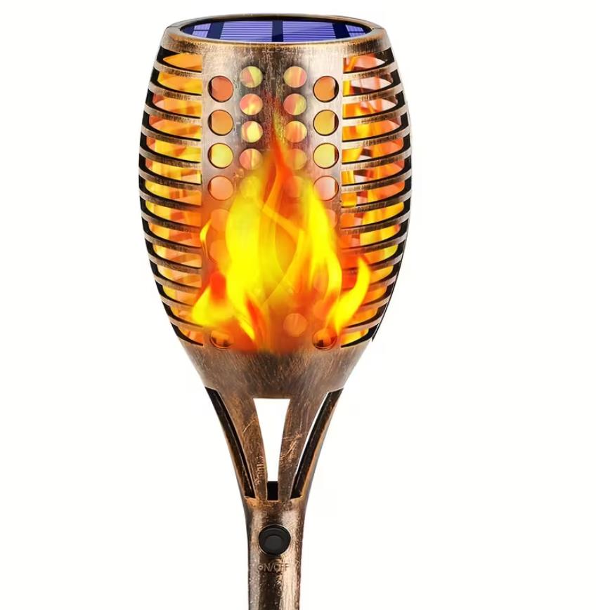 Solar Fackeln für Draußen  1/2/4er 96 LED Solarfackeln für Außen Flackernd XXL groß Solarlampen für Außen Garten, IP65 Wasserdichte Solarleuchten Garten - Ein stilvolles Gartenbeleuchtung