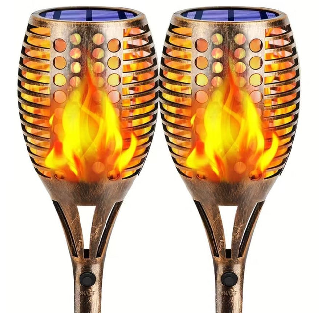 Solar Fackeln für Draußen  1/2/4er 96 LED Solarfackeln für Außen Flackernd XXL groß Solarlampen für Außen Garten, IP65 Wasserdichte Solarleuchten Garten - Ein stilvolles Gartenbeleuchtung