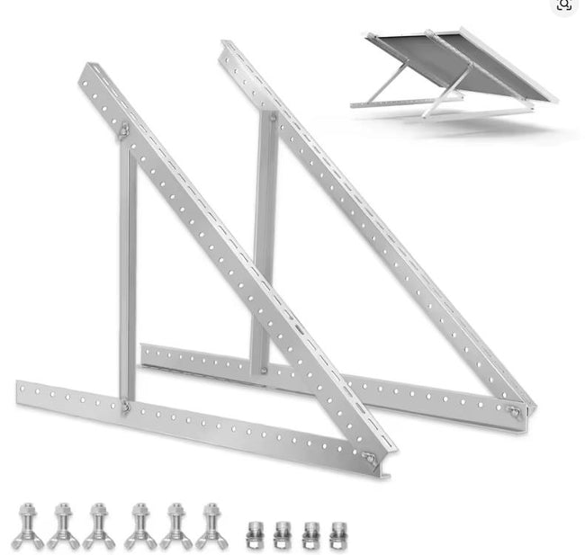 Solarpanel Halterung 45Zoll/114CM Balkonkraftwerk | Solarmodul Halterung für Solarmodule bis 114cm | Verstellbar 0-90° Mos05 Silber