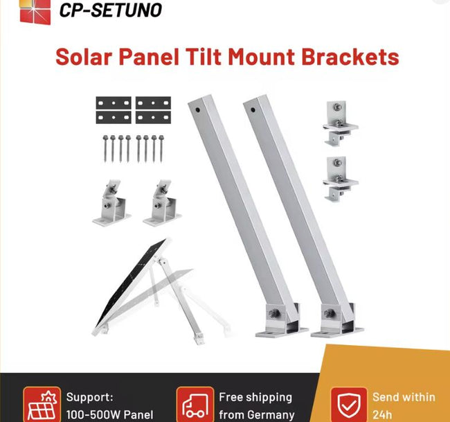 Montageset für Balkonkraftwerk | 2 Stück Solarmodul Halterung | individuell verstellbar | Inkl. Schrauben- & Muttern- Set |Alu Solarpanel Halterung Flachdach | Silber Mos01
