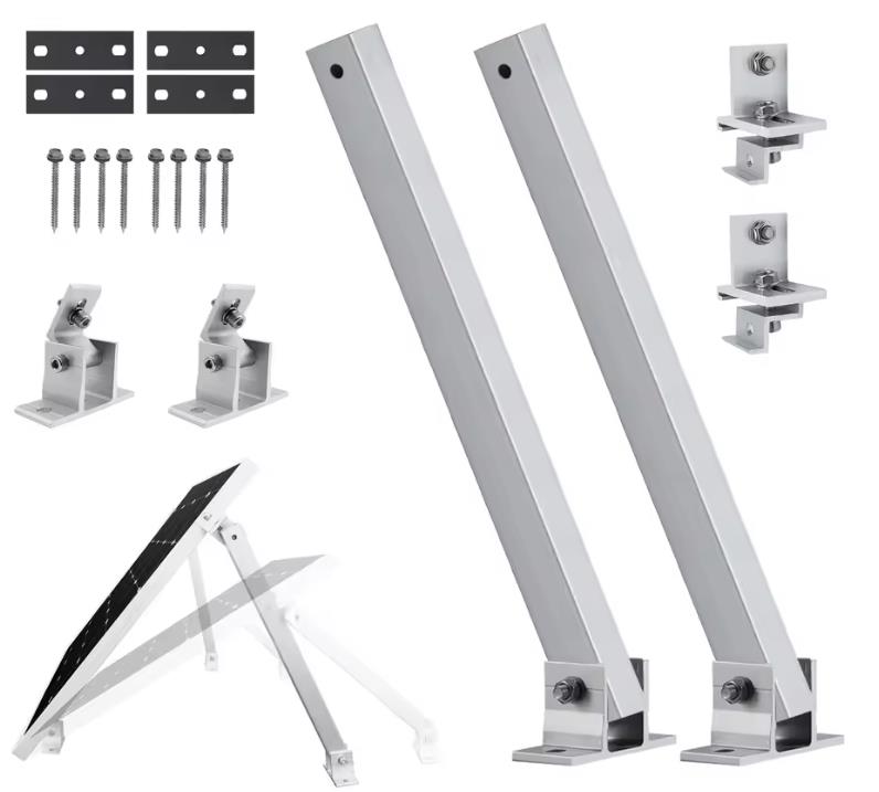 Montageset für Balkonkraftwerk | 2 Stück Solarmodul Halterung | individuell verstellbar | Inkl. Schrauben- & Muttern- Set |Alu Solarpanel Halterung Flachdach | Silber Mos01